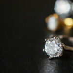 Jewelry,Diamond,Rings,Set,On,Black,Background,Close,Up